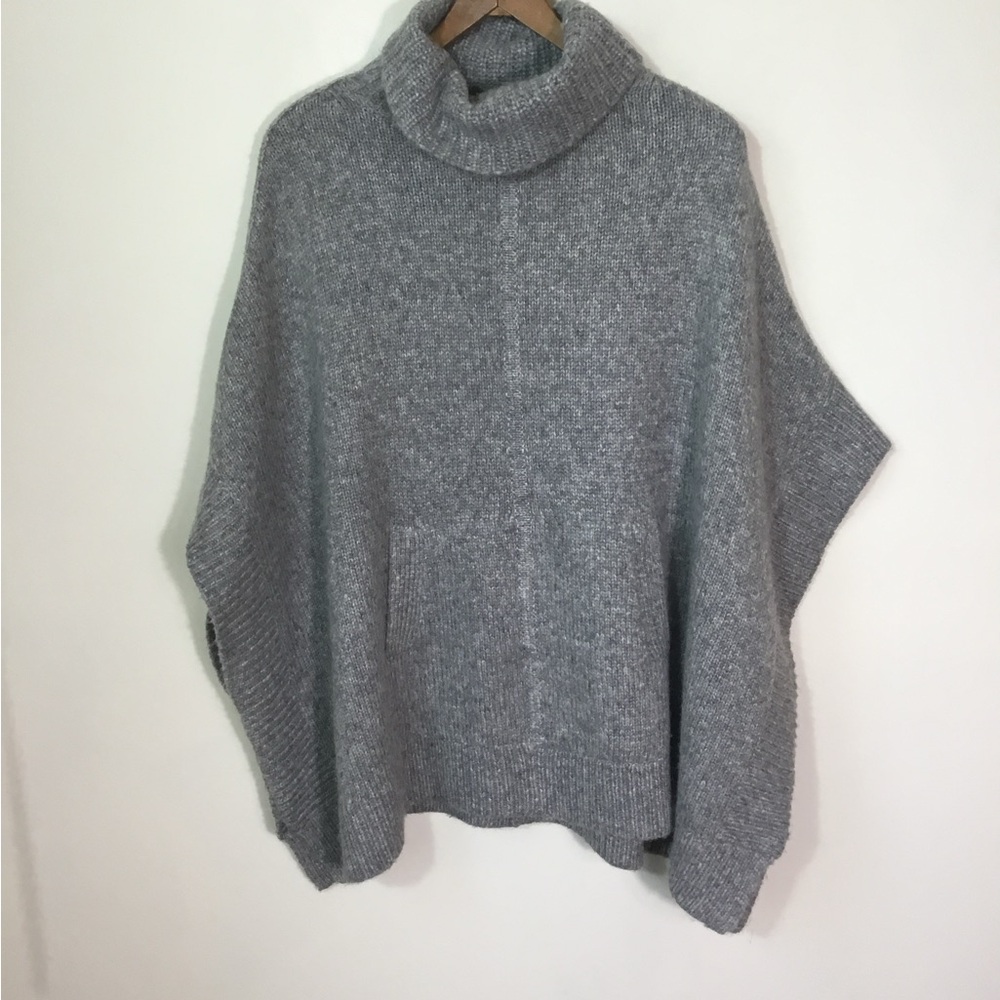 J. Crew Relaxed Fit Turtleneck Wool Blend Poncho Sweater